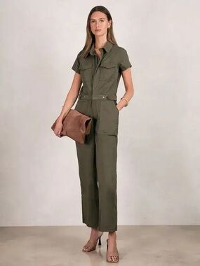 Good American Cotton Twill Palazzo Jumpsuit NWT Large MSRP $199